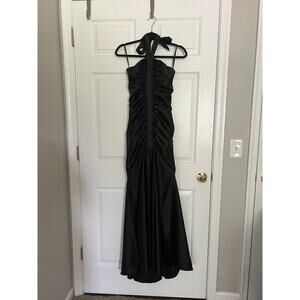 Jessica McClintock Y2K Vintage Whimsigoth Black Satin Gown Dress